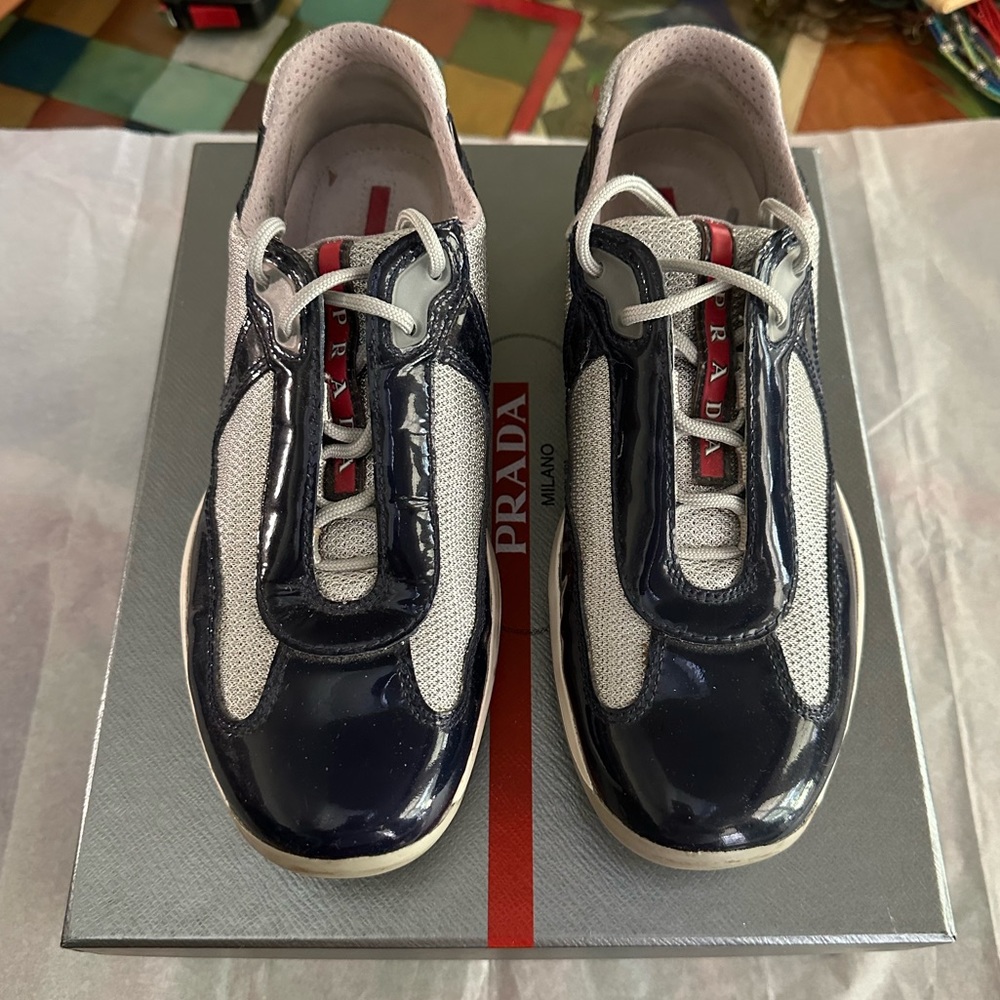 Prada Vernice Metal + Bike Sneaker